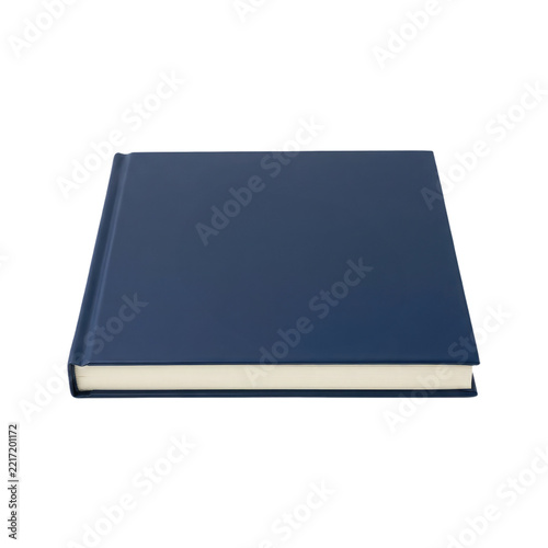 Closed blue hardcover book isolated on transparent background