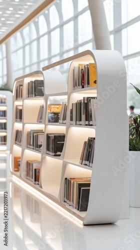 Library Interior with Minimalist Shelves and Natural Light for Stock Photography Inspiration