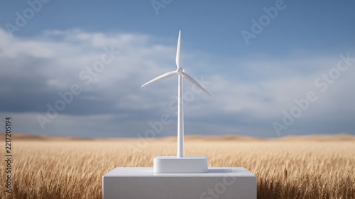Climate adaptation technology concept, smart weather station in open field, realistic scale, clean design, environmental technology stock image