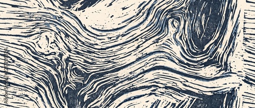 インクのムラとかすれを残したツートンの版画風木目