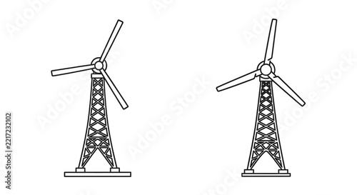 Wind Turbine Energy Generator Icons Set Isolated on a Transparent Background for Sustainable Power and Renewable Electricity Concept Designs