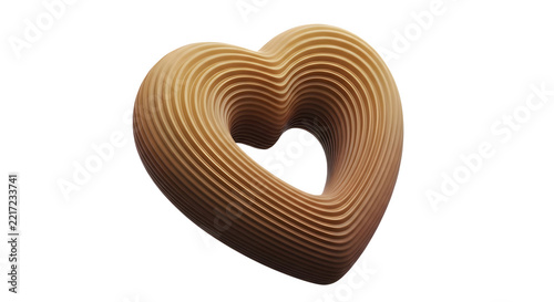 Abstract 3D Heart Shape with Layered Ribbed Texture Isolated on a Transparent Background for Modern Graphic Design Projects