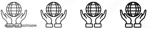 Global Care Hands Icon Set Different Style Collection