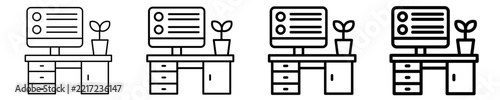 Office Desk Workplace Icon Set Different Style Collection