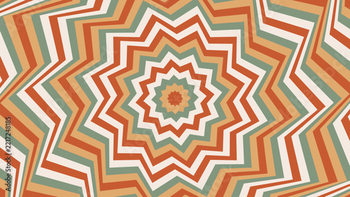 Retro Starburst Pattern Vector Background, Full Frame 12-Point Star Layers in Terracotta Sage Green Cream, 70s Boho Geometric Design for Wallpaper and Poster