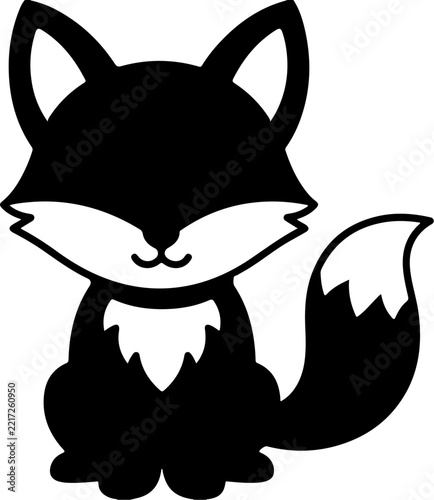 Cute Minimalist Fox Character Outline Coloring Page Vector Illustration.eps