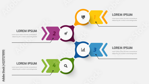 Four Infographic Label Template with Circle, Icons and Numbers for Presentation