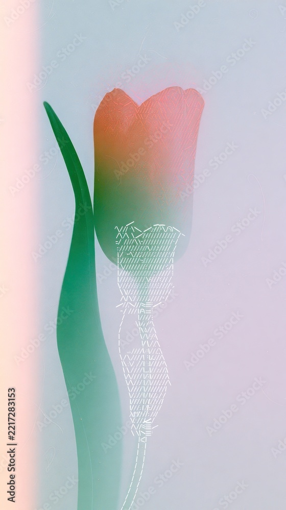 Fototapeta premium Abstract tulip design with pastel colors for mobile wallpaper.
