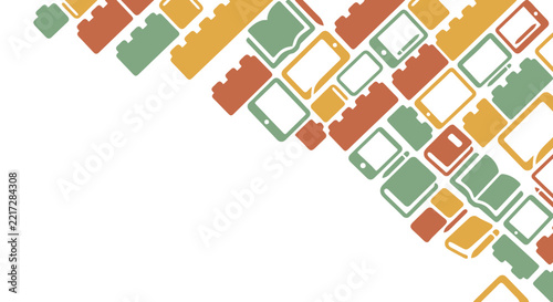 Education technology pattern with tablets and books arranged diagonally