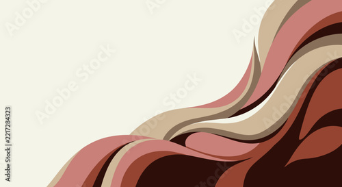 Abstract flowing waves background in warm earth tones featuring dynamic curves and smooth layered shapes