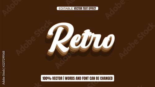 Retro 3d editable text effect brown vector for classic banner