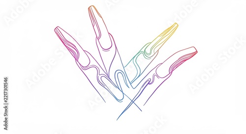 Rainbow Nail Art: Elegant, stylized fingernails adorned with abstract rainbow-colored lines, showcasing a modern and artistic approach to nail design.
