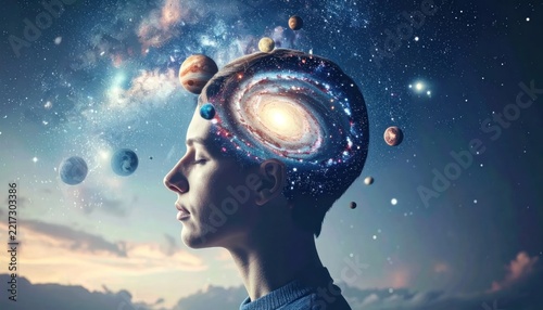 Human Mind Universe Cosmic Galaxy Concept.