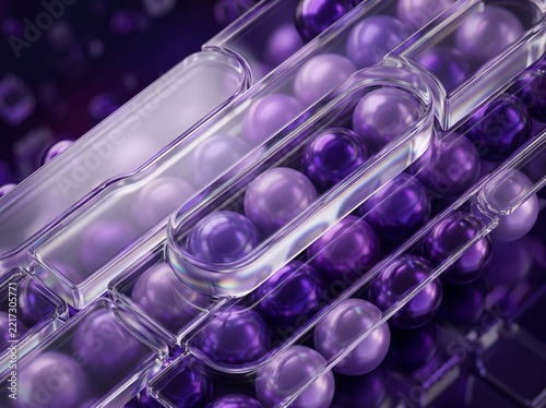 Futuristic Glass and Purple Orbs Abstract Composition for Tech Banner