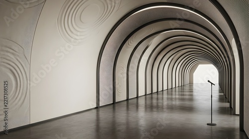 Futuristic Acoustic Tunnel with Studio Microphone