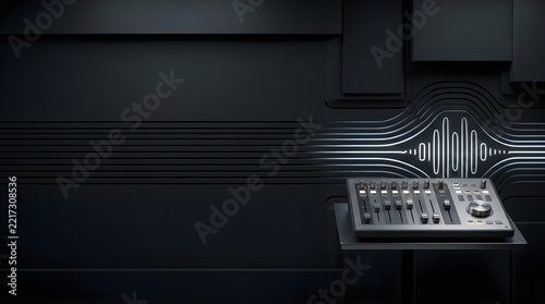 Futuristic Audio Mixing Console with Sound Wave Design