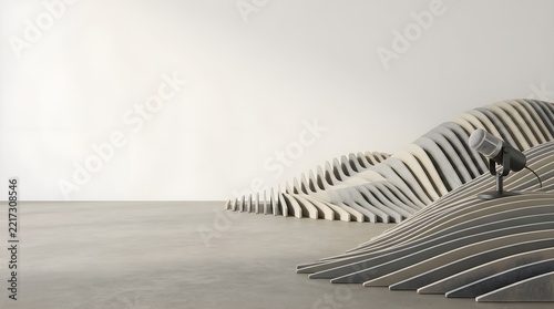 Wave Acoustic Studio with Microphone and Copy Space