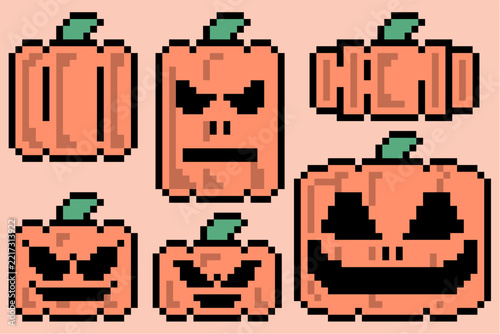 Pumpkin Halloween seasonal party pixel, horror and spooky.
