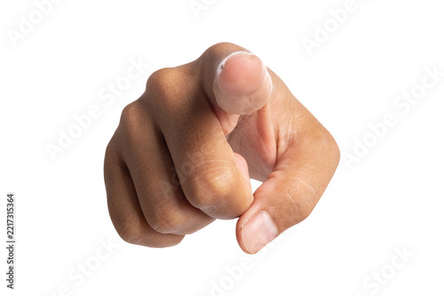 Pointing hand toward viewer isolated on transparent background