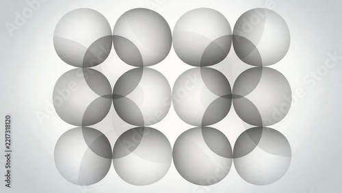 A serene composition of intersecting monochrome circles arranged in a balanced grid pattern, emphasizing simplicity and elegance through soft gradients and harmonious design