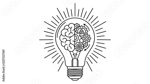 Creative Brain Inside Glowing Light Bulb