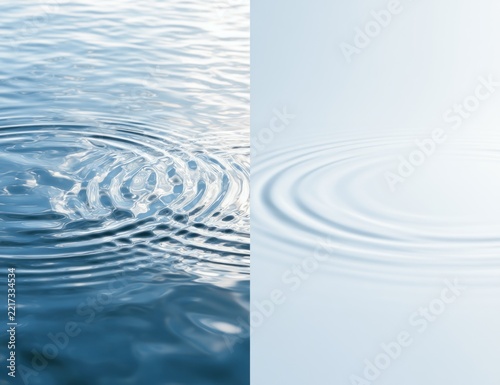 Abstract water surface with ripples and waves in split composition