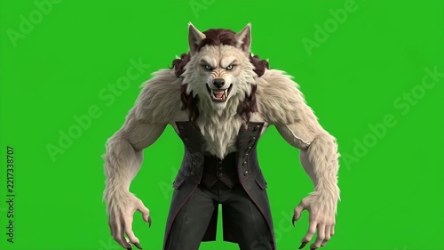 Gothic Horror Werewolf Monster Transformation Green Screen Background