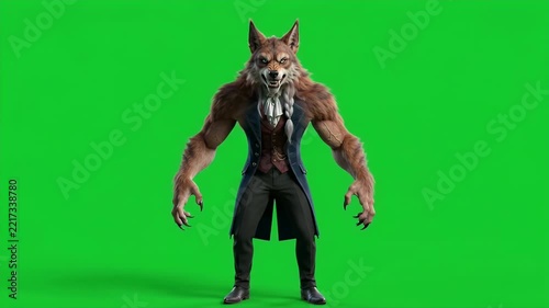 Scary Werewolf Monster Character Transformation Green Screen Horror