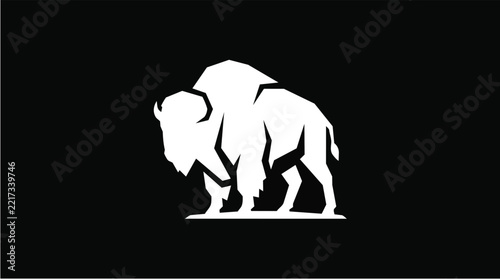 Bison Animal Silhouette Flat Illustration