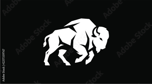 Bison Animal Silhouette Flat Illustration