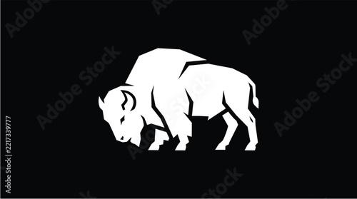 Bison Animal Silhouette Flat Illustration
