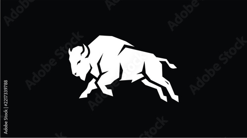 Bison Animal Silhouette Flat Illustration Vector