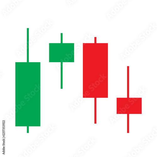 Bearish Reversal Candlestick Chart Icon with Green and Red Bars for Stock Market Downtrend and Forex Analysis