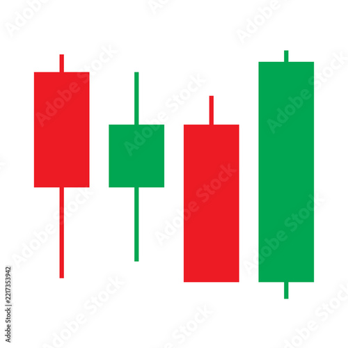 Candlestick Chart Icon with Red and Green Bars for Stock Market, Forex and Crypto Trading Analysis