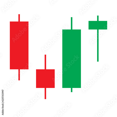 Bullish Reversal Candlestick Chart Icon with Red and Green Bars for Forex and Stock Trading