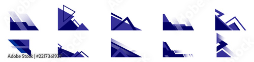 Abstract Geometric Blue and Purple Shapes Collection Vector Set
