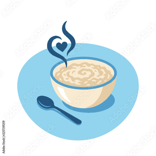 Warm Porridge Bowl with Heartfelt Steam.