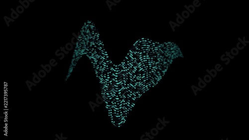 Quantum luminous stream of turquoise particles flowing through a dark void