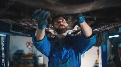 Mechanic working under a car repair
