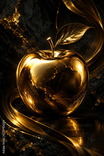 Dark golden apple absract 