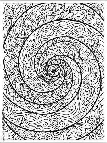 Coloring book spiral pattern concept illustration with colorful elements for creative decoration and seasonal celebration isolated background