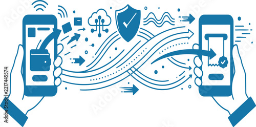 Mobile Data Transfer and Wireless Security Vector Concept