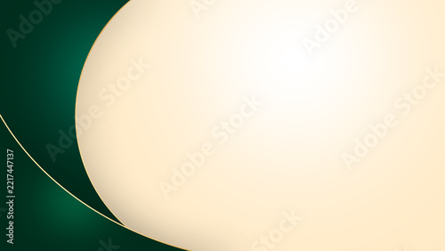 Elegant Gold Curve With Cream Circle On A Deep Green Background
