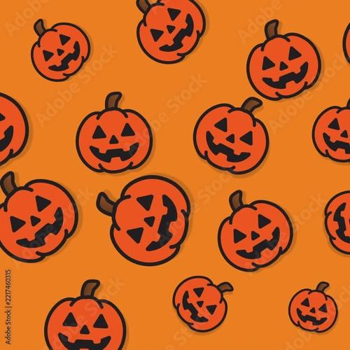 Orange background with jackolantern pumpkins, perfect for halloweenthemed designs, party invitations, social media graphics, and festive advertisements.