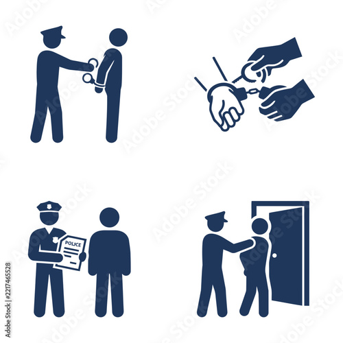 Police officer arresting and handcuffing a person