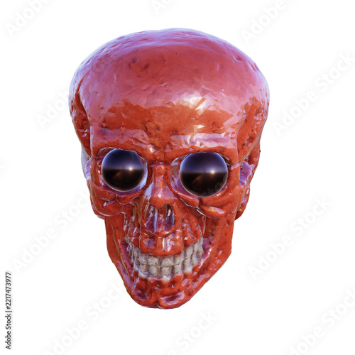 Front Red Human Skull Realistic Red Human Skull Halloween Horror Anatomy