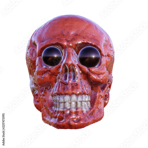 Realistic Red Human Skull for Halloween Horror Anatomy