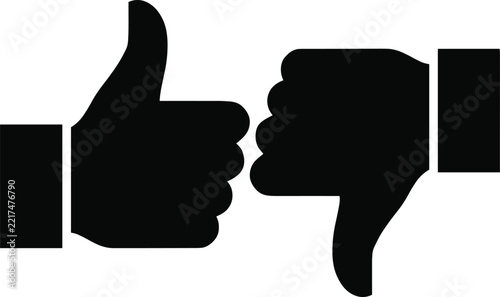 Black Thumbs Up and Thumbs Down Feedback Icons