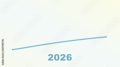 Modern minimalist line graph animation transitioning from year 2026 to 2027 showing upward business growth