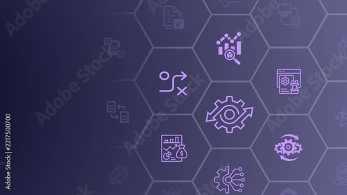Business analyst managing process automation and digital transformation. Motion graphic of business workflow. Concept of analytics and operational management. 